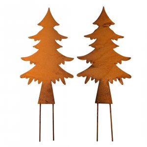 Rost Tannenbaum 2er-Set – Gartenstecker aus Metall