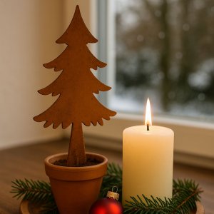 Rost Tannenbaum 2er-Set – Gartenstecker aus Metall