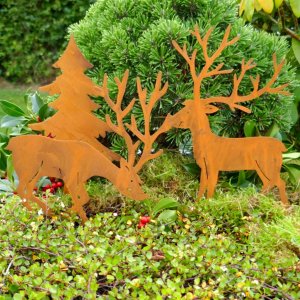 Rost Tannenbaum 2er-Set – Gartenstecker aus Metall