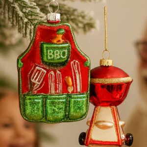 Christbaumkugel Grill und Schürze für Grillliebhaber