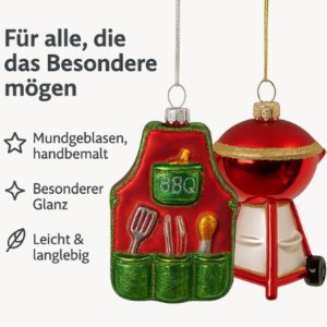 Christbaumkugel Grill und Schürze für Grillliebhaber