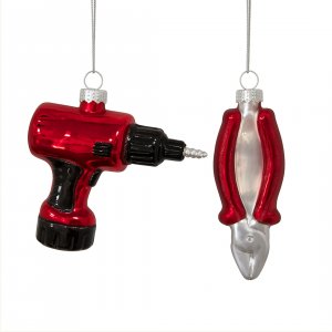 Christbaumkugel-Set „Werkzeuge“ – Zange & Akkuschrauber -  Geschenk