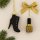 Christbaumanhänger-Set High Heel & Nagellack – edler Baumschmuck aus Glas in Schwarz-Gold, 2-teiliges Deko- und Geschenkset