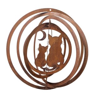 Edelrost Windspiel mit Katzen XL – 3D Metall...