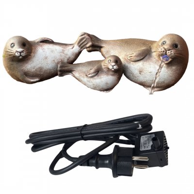 Robbenfamilie aus Keramik – Maritimes Wasserspiel für Garten - Teich