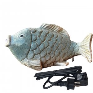 Wasserspeier Fisch blau-weiß aus Keramik –...