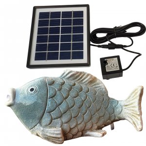 Solar-Wasserspeier Fisch blau-weiß –...