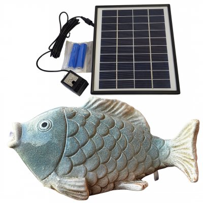 Premium Solar-Wasserspeier Fisch mit Akku-Speicher – Plätschern bis in die Abendstunden