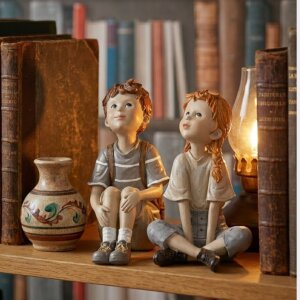 Kinder Mädchen und Junge sitzend 2 Modelle