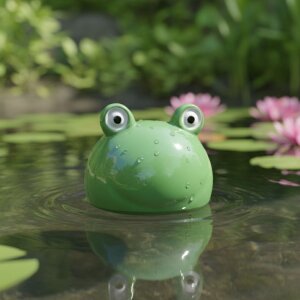 Schwimmfrosch Dekofigur aus Keramik für Teich & Miniteich kaufen