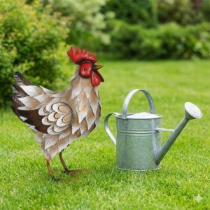 Huhn aus Metall  33cm handbemalt bunt Gartendeko