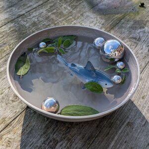 Schwimm-Hai & 6er-Set Edelstahl-Schwimmkugeln | Teich-Deko