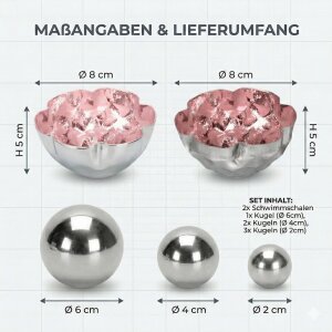 Miniteich Set Rosa: 8tlg. Deko mit Schwimmkugeln & Schwimmschalen