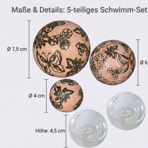 Schwimmkugeln Rosa Set mit Teelichthaltern | Teichdeko