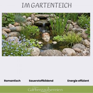 Wasserspeier Kopf mit Händen aus Keramik mit Pumpe - Miniteich