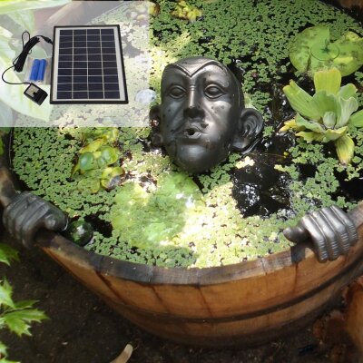 Wasserspeier Gargoyle Set mit Akku-Solarpumpe