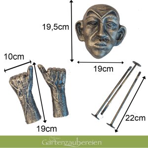 Wasserspeier Gargoyle Set mit Akku-Solarpumpe