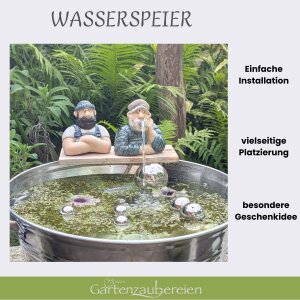 Miniteich Komplettset mit Wasserspeier Seemann Solarpumpe und Zinkwanne