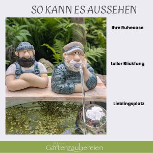 Miniteich Komplettset mit Wasserspeier Seemann Solarpumpe und Zinkwanne