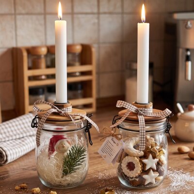2er-Set Dekoglas mit Kerzenhalter-Deckel | DIY & Geschenke