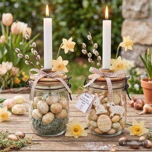 2er-Set Dekoglas mit Kerzenhalter-Deckel | DIY & Geschenke