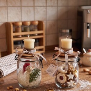 2er-Set Dekoglas mit Kerzenhalter-Deckel | DIY &...