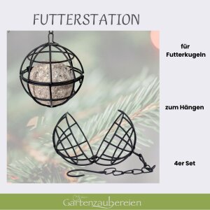 Meisenknödelhalter 4er-Set Schwarz | Metall Futterkugel