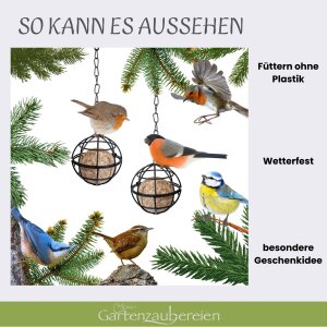 Meisenknödelhalter 4er-Set Schwarz | Metall Futterkugel