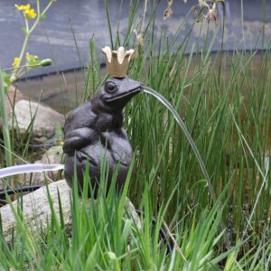 Wasserspeier Froschkönig auf Kugel mit Pumpe 9x9xH19cm