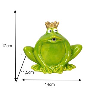 Wasserspeier Froschkönig hellgrün Keramik mit 230V Pumpe
