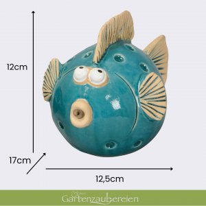 Wasserspeier Fisch blau mit Pumpe für Teiche
