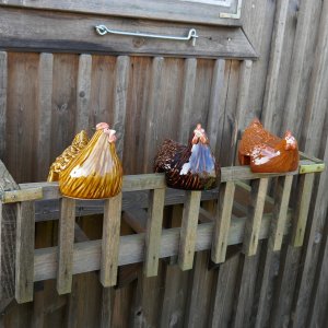 Randhocker Huhn braun Keramik 3 Hühner