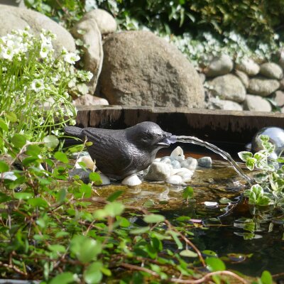 Wasserspeier Spatz inkl. Pumpe 230V Gusseisen