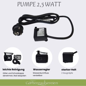Wasserspeier Spatz inkl. Pumpe 230V Gusseisen
