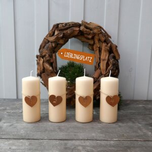 Adventszahlen Herz Set 1 -  4 aus Edelrost + Lieblingsplatzschild