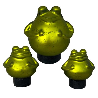 3er Set Glas-Schwimmfrösche – Dekorative Teichfiguren für Miniteich, Zinkwanne