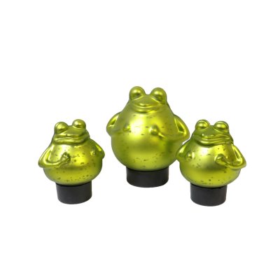 Schwimmfrosch mit 2 Kindern Teichdeko Schwimmkugel Frosch Glas Tier Miniteich