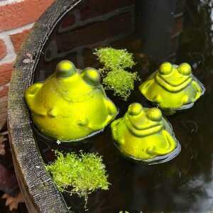 Schwimmfrosch mit 2 Kindern Glas-Schwimmfrösche – Dekorative Teichfiguren für Miniteich, Zinkwanne