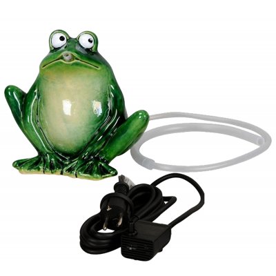 Wasserspeier Frosch dunkelgrün Keramik mit Pumpe