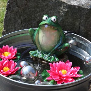Wasserspeier Frosch dunkelgrün, Keramik